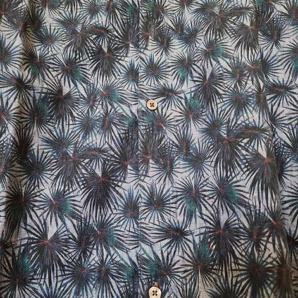 Ted Baker London Men's blue button up palm pattern blue shirt 5 (XL) - Picture 2 of 7